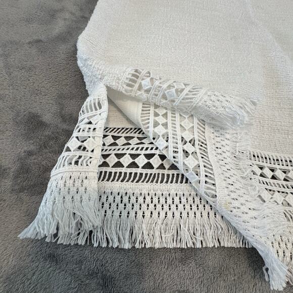 Banana Republic White Boucle Shell Top With Lace- Peekaboo Fringe - Medium - Picture 5 of 11